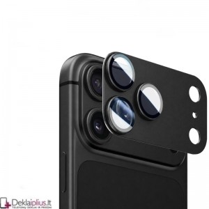 Telefono galinės kameros grūdintas stiklas - pilnai dengiantis - juodas (Apple Iphone 18 Pro Max)